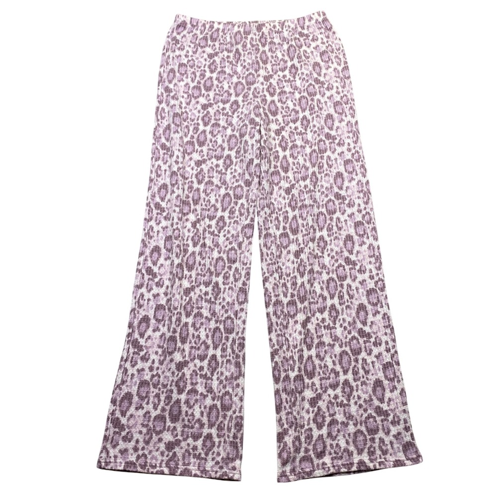 Abound Leopard Print Wide Leg Lounge Pants Women's Size S Purple White Fits 28"
